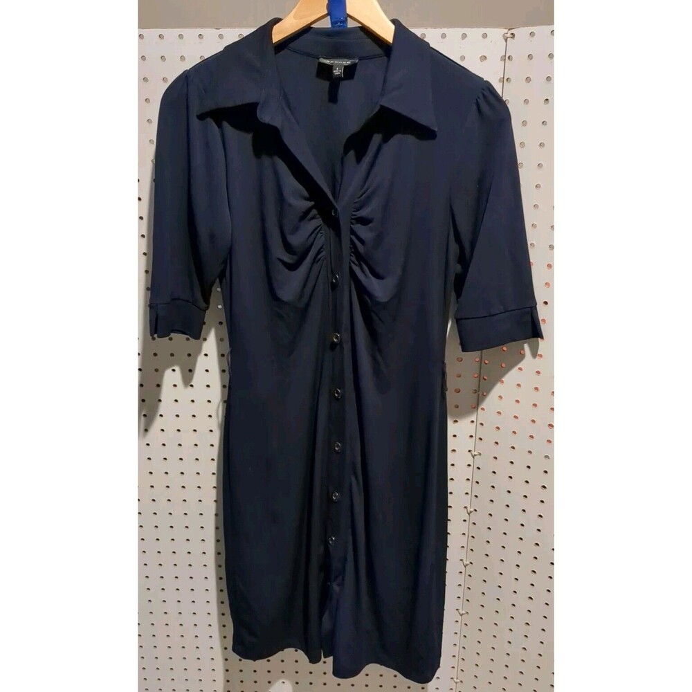 Spense Dress Size 4 Blue 1/2 Sleeve Button Vneck